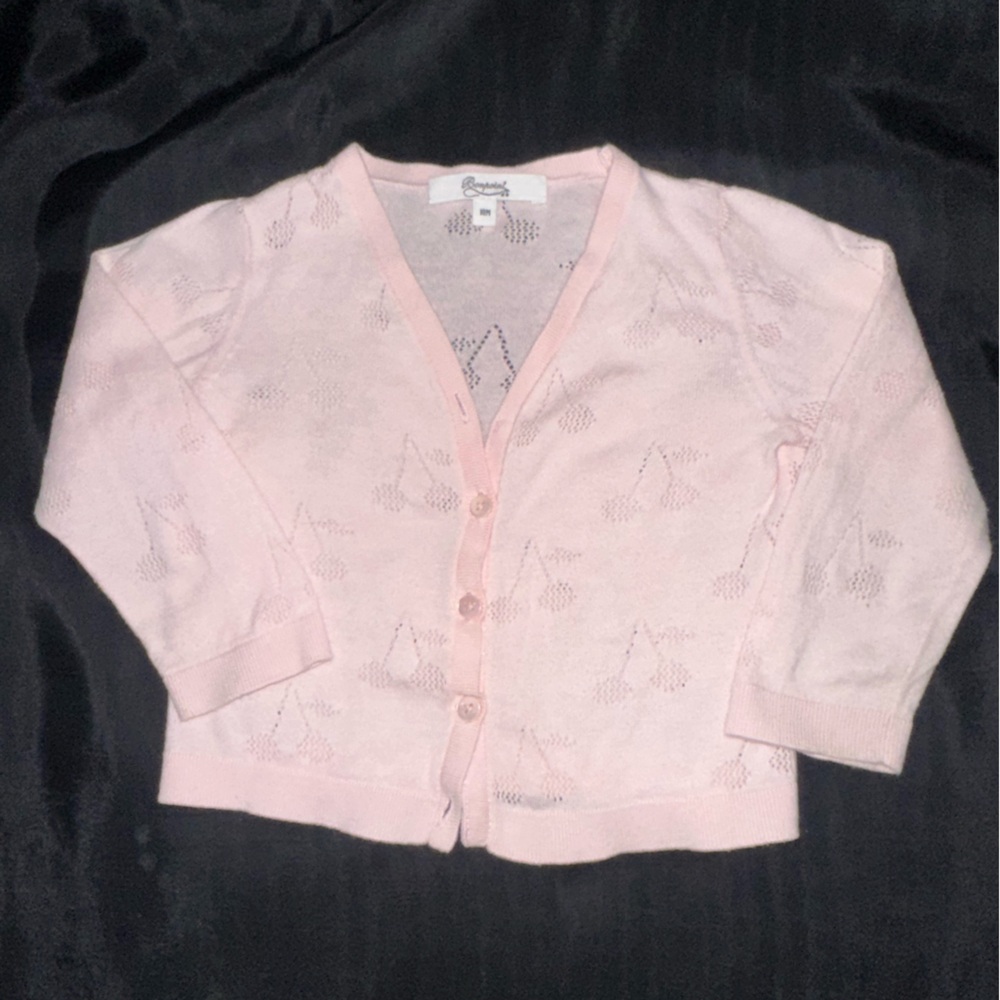 Bonpoint Pink Cotton Blend Cardigan Size 18M